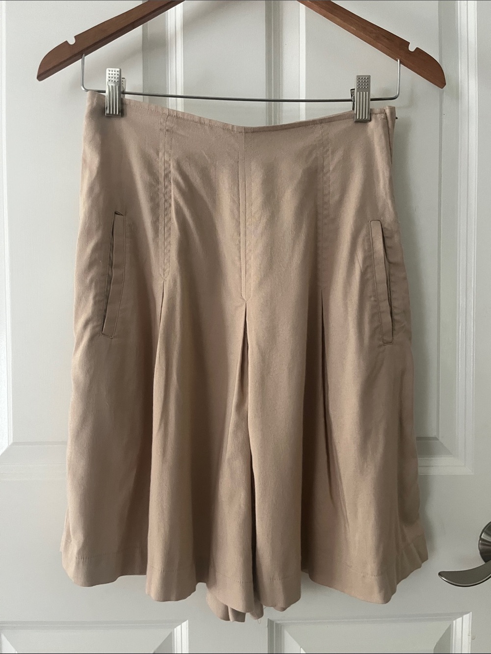 Vintage Collegiate Culottes khaki, pleated, mini skirt, shorts, retro preppy
